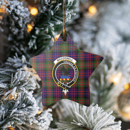 Scottish MacDonnell of Glengarry Modern Clan Tartan Crest Star Ceramic Ornament