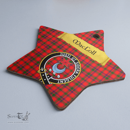 Scottish MacColl Modern Clan Tartan Crest Star Ceramic Ornament
