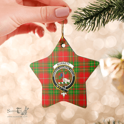 Scottish Burnett Ancient Clan Tartan Crest Star Ceramic Ornament