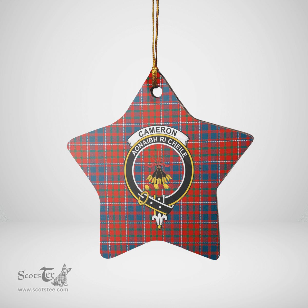 Scottish Cameron of Lochiel Ancient Clan Tartan Crest Star Ceramic Ornament
