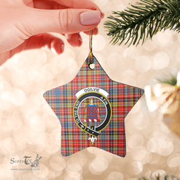 Scottish Ogilvie of Airlie Ancient Clan Tartan Crest Star Ceramic Ornament