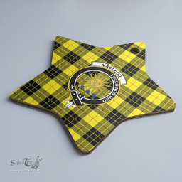 Scottish MacLeod of Lewis Modern Clan Tartan Crest Star Ceramic Ornament