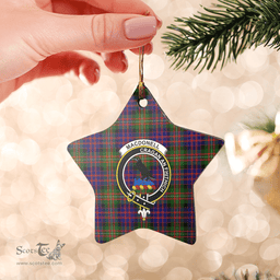 Scottish MacDonnell of Glengarry Modern Clan Tartan Crest Star Ceramic Ornament