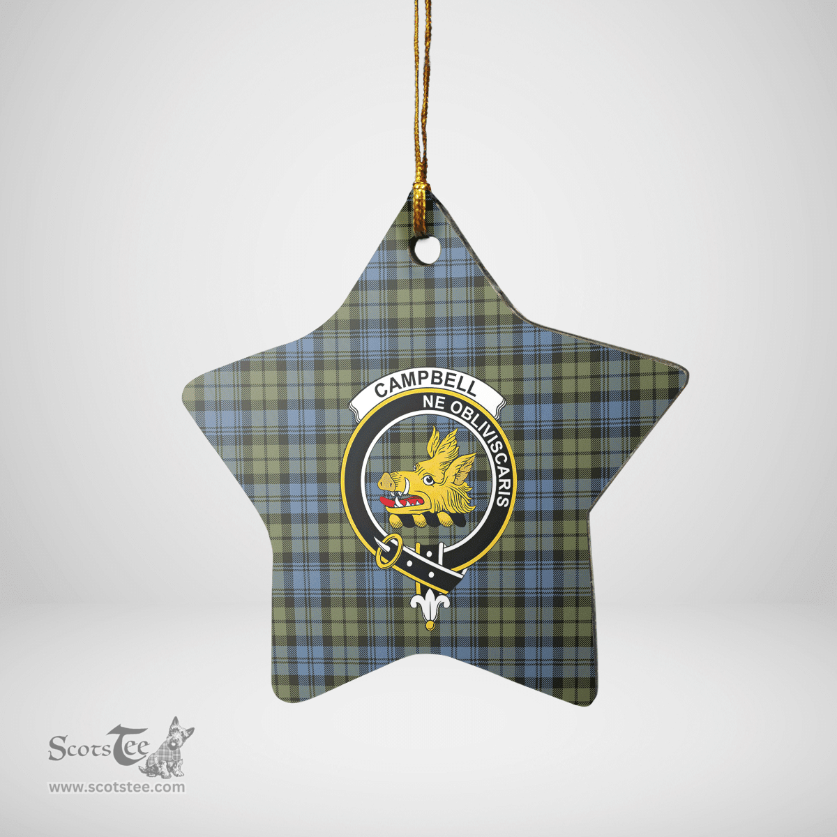 Scottish Campbell Faded Clan Tartan Crest Star Ceramic Ornament