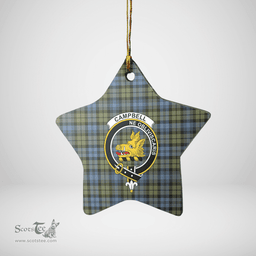 Scottish Campbell Faded Clan Tartan Crest Star Ceramic Ornament