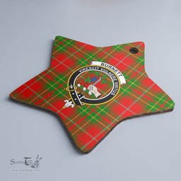 Scottish Burnett Ancient Clan Tartan Crest Star Ceramic Ornament