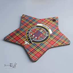 Scottish Ogilvie of Airlie Ancient Clan Tartan Crest Star Ceramic Ornament