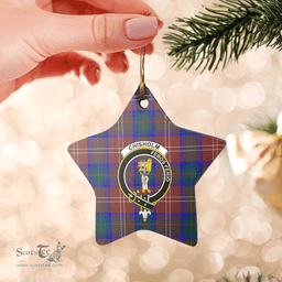 Scottish Chisholm Hunting Modern Clan Tartan Crest Star Ceramic Ornament