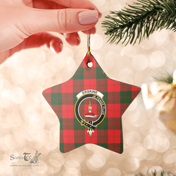 Scottish Erskine Modern Clan Tartan Crest Star Ceramic Ornament