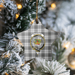 Scottish Douglas Grey Modern Clan Tartan Crest Star Ceramic Ornament