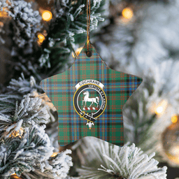 Scottish Cochrane Ancient Clan Tartan Crest Star Ceramic Ornament