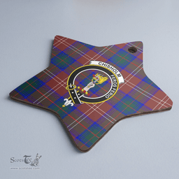 Scottish Chisholm Hunting Modern Clan Tartan Crest Star Ceramic Ornament