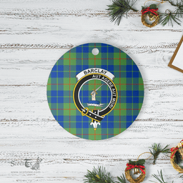 Scottish Barclay Hunting Ancient Clan Tartan Crest Round Ceramic Ornament