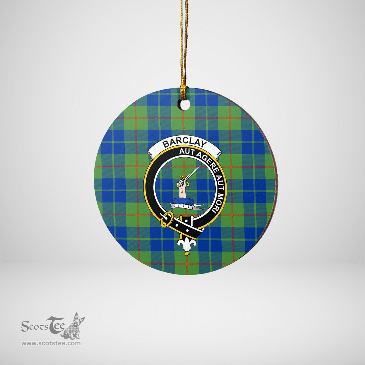 Scottish Barclay Hunting Ancient Clan Tartan Crest Round Ceramic Ornament