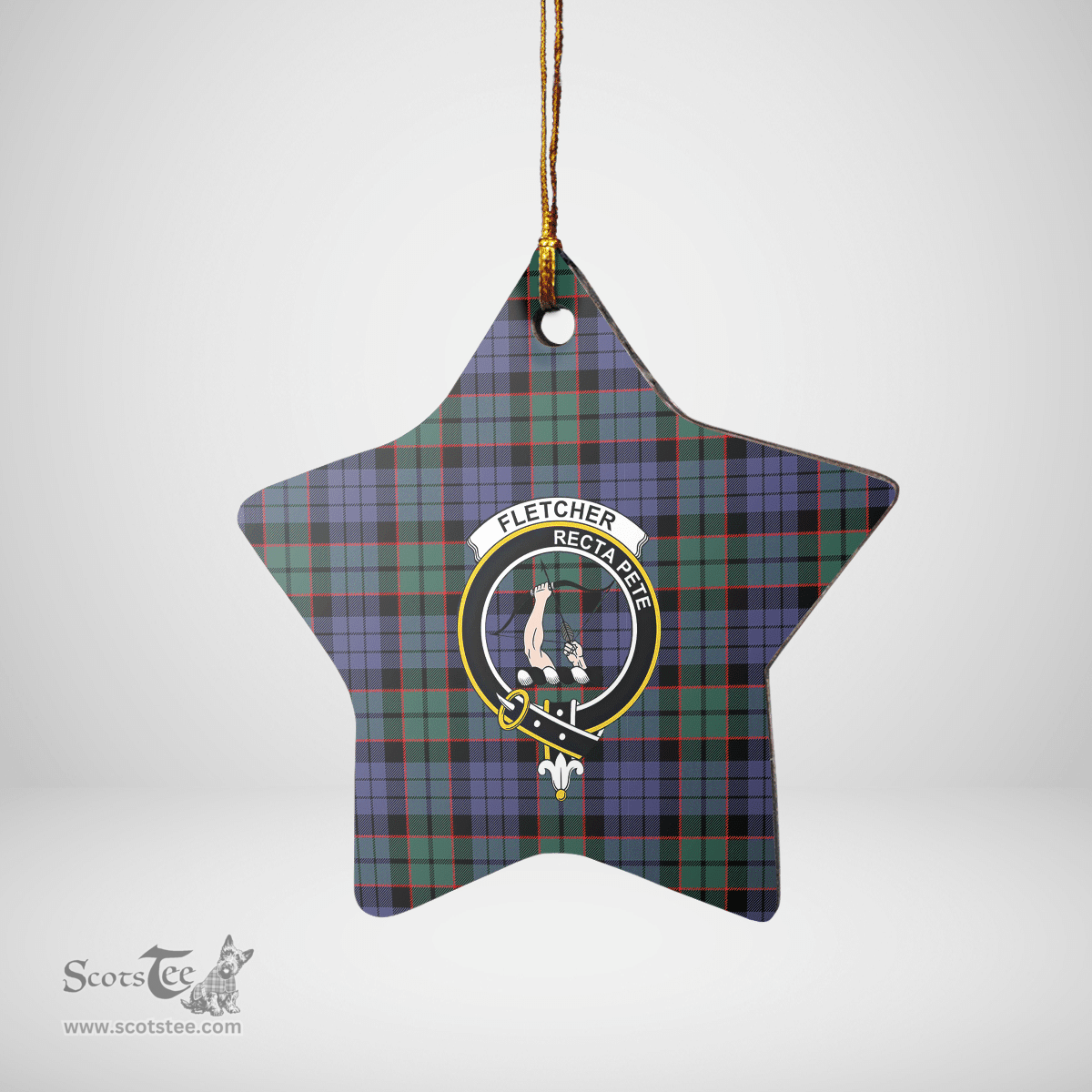 Scottish Fletcher Modern Clan Tartan Crest Star Ceramic Ornament