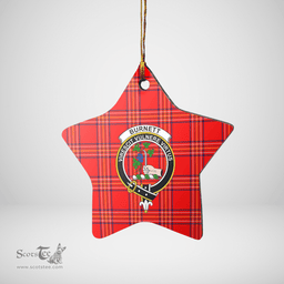 Scottish Burnett Modern Clan Tartan Crest Star Ceramic Ornament