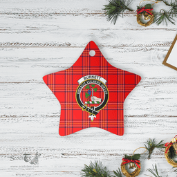 Scottish Burnett Modern Clan Tartan Crest Star Ceramic Ornament
