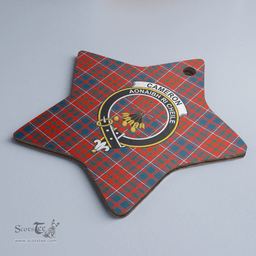 Scottish Cameron of Lochiel Ancient Clan Tartan Crest Star Ceramic Ornament