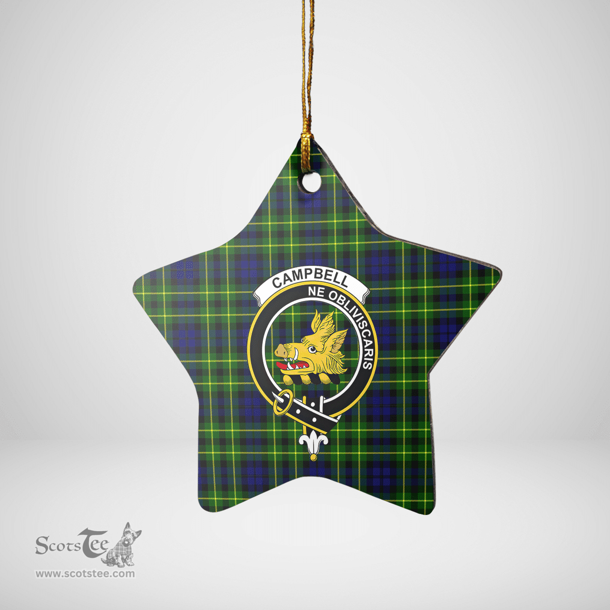 Scottish Campbell of Breadalbane Modern Clan Tartan Crest Star Ceramic Ornament