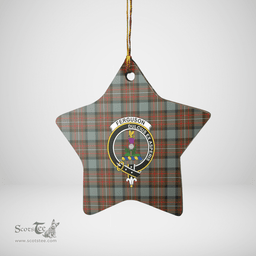 Scottish Fergusson Weathered Clan Tartan Crest Star Ceramic Ornament