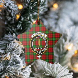 Scottish Auchinleck Clan Tartan Crest Star Ceramic Ornament