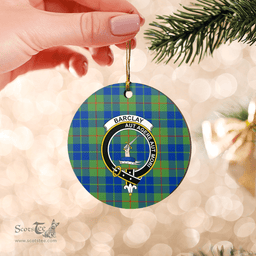 Scottish Barclay Hunting Ancient Clan Tartan Crest Round Ceramic Ornament