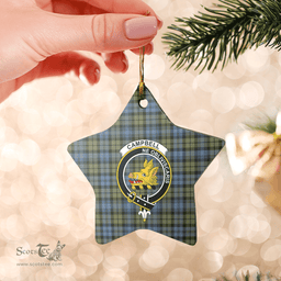 Scottish Campbell Faded Clan Tartan Crest Star Ceramic Ornament