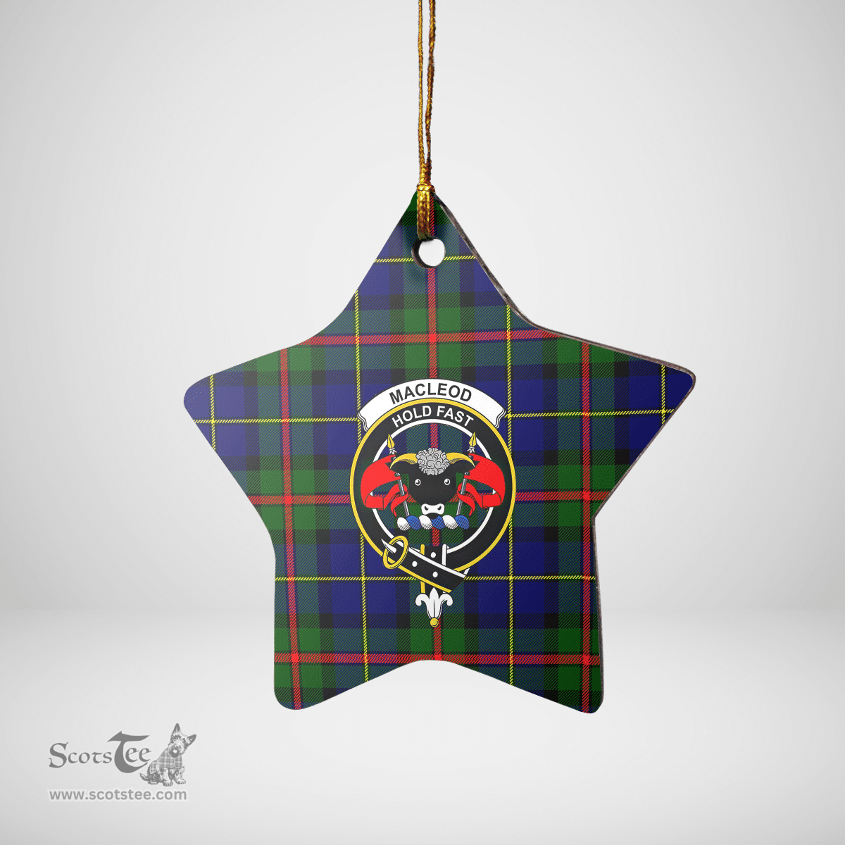Scottish MacLeod of Harris Modern Clan Tartan Crest Star Ceramic Ornament