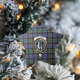 Scottish Fletcher Modern Clan Tartan Crest Star Ceramic Ornament