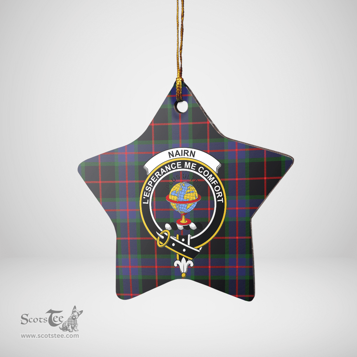 Scottish Nairn Clan Tartan Crest Star Ceramic Ornament