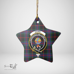 Scottish Nairn Clan Tartan Crest Star Ceramic Ornament