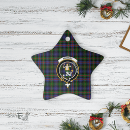 Scottish Murray of Atholl Modern Clan Tartan Crest Star Ceramic Ornament