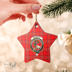 Scottish Burnett Modern Clan Tartan Crest Star Ceramic Ornament