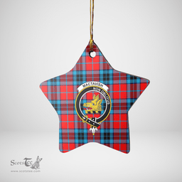 Scottish MacTavish Modern Clan Tartan Crest Star Ceramic Ornament