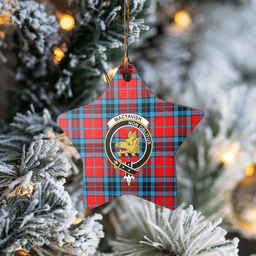 Scottish MacTavish Modern Clan Tartan Crest Star Ceramic Ornament