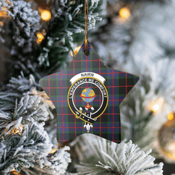 Scottish Nairn Clan Tartan Crest Star Ceramic Ornament