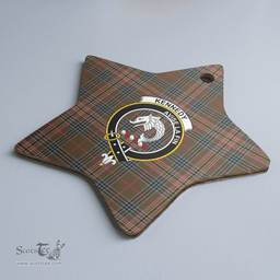 Scottish Kennedy Weathered Clan Tartan Crest Star Ceramic Ornament