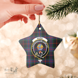 Scottish Nairn Clan Tartan Crest Star Ceramic Ornament