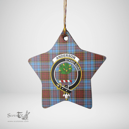 Scottish Anderson Modern Clan Tartan Crest Star Ceramic Ornament