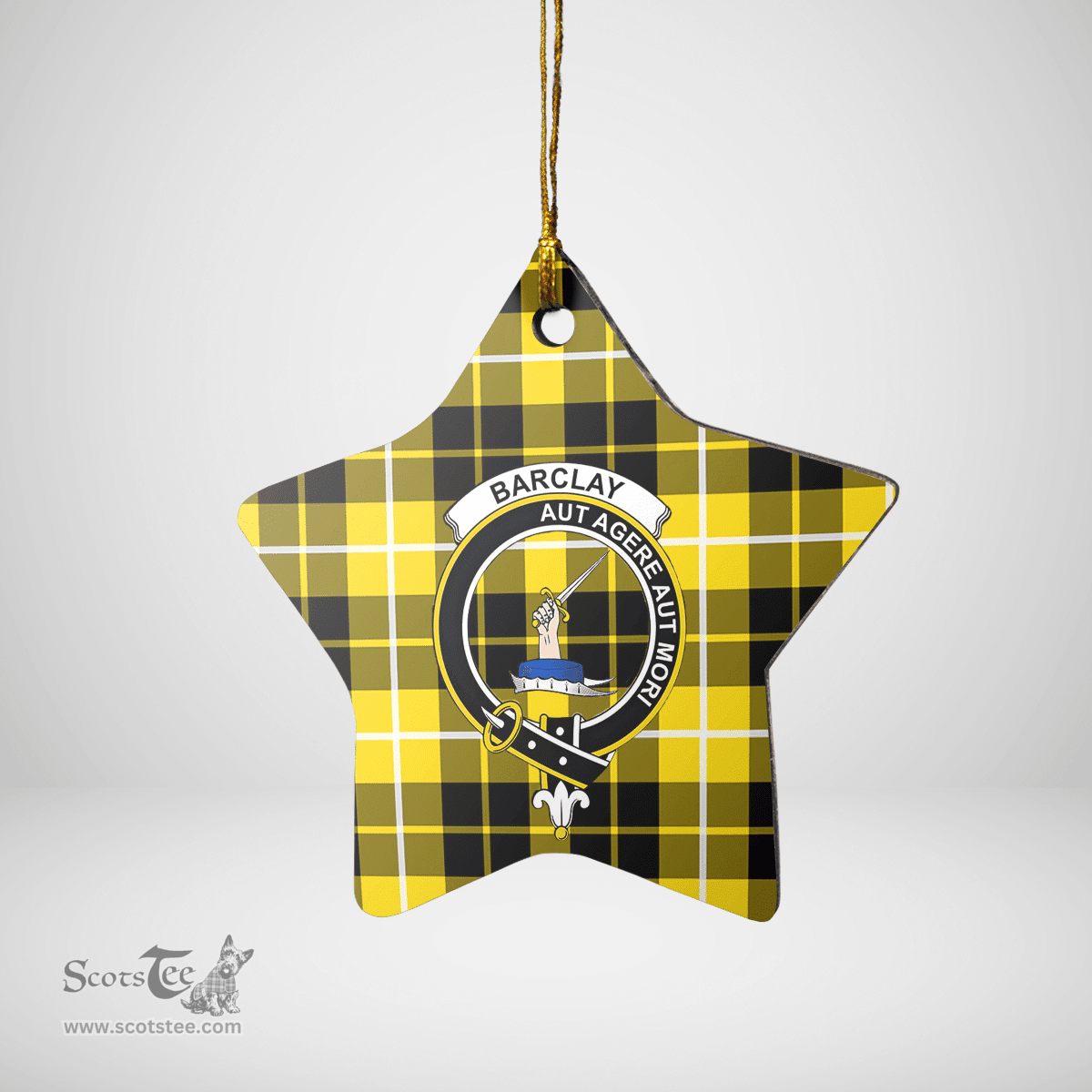 Scottish Barclay Dress Modern Clan Tartan Crest Star Ceramic Ornament