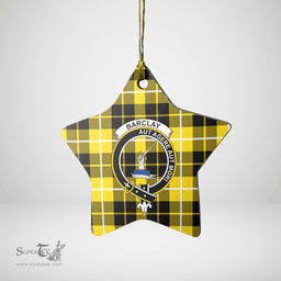 Scottish Barclay Dress Modern Clan Tartan Crest Star Ceramic Ornament