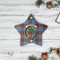 Scottish Anderson Modern Clan Tartan Crest Star Ceramic Ornament