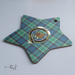 Scottish Leslie Hunting Ancient Clan Tartan Crest Star Ceramic Ornament