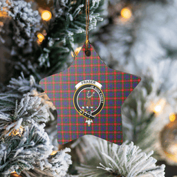 Scottish Fraser of Lovat Clan Tartan Crest Star Ceramic Ornament