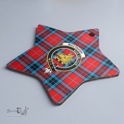 Scottish MacTavish Modern Clan Tartan Crest Star Ceramic Ornament
