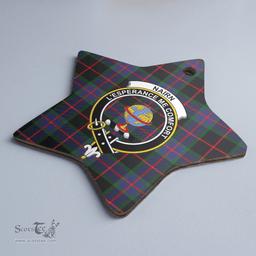 Scottish Nairn Clan Tartan Crest Star Ceramic Ornament