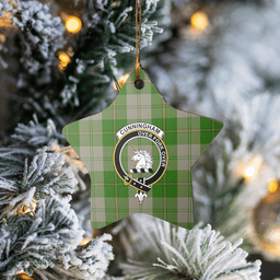 Scottish Cunningham Dress Green Dancers Clan Tartan Crest Star Ceramic Ornament