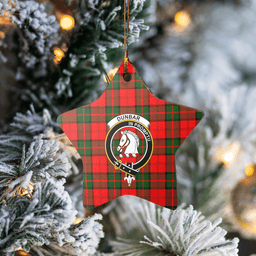 Scottish Dunbar Modern Clan Tartan Crest Star Ceramic Ornament