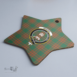Scottish Menzies Green Ancient Clan Tartan Crest Star Ceramic Ornament