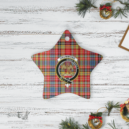 Scottish Drummond of Strathallan Clan Tartan Crest Star Ceramic Ornament